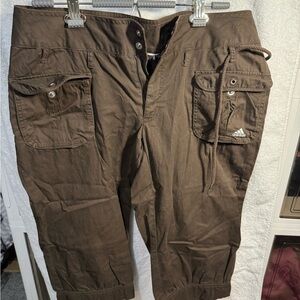adidas Brown Women’s Cargo Capris with Multiple Flap Pockets